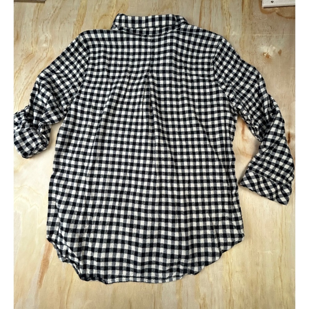 Hester & Orchard Black White Gingham Button Down Shirt Large Plaid Flannel - Picture 3 of 12